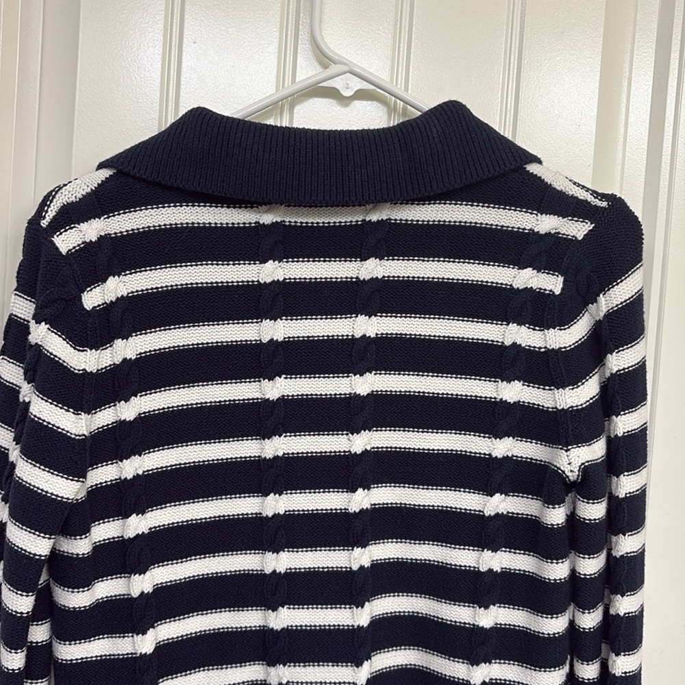 Talbots Nautical Blue and White Cardigan Sweater - Picture 7 of 8